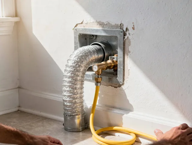 Charlotte Dryer Vent Cleaning certified technician performing specialized gas dryer vent cleaning in Charlotte